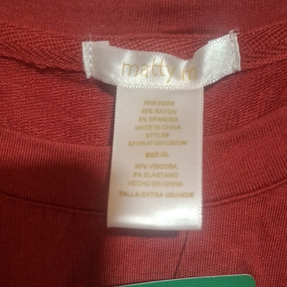 NEW.Matty M Women's Terracotta Short Sleeve Top Size XL - Picture 2 of 7